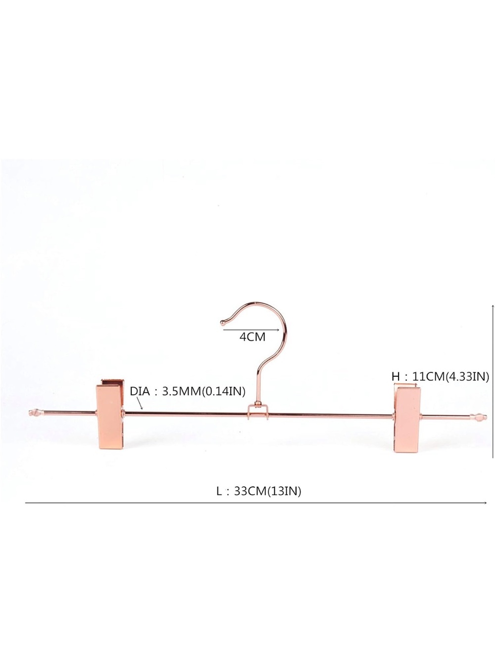 Rose Gold Metal Hanger with Clips - Picture 3 of 6